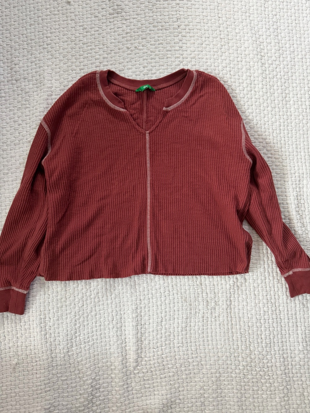 dip Cropped Waffle-Knit Top